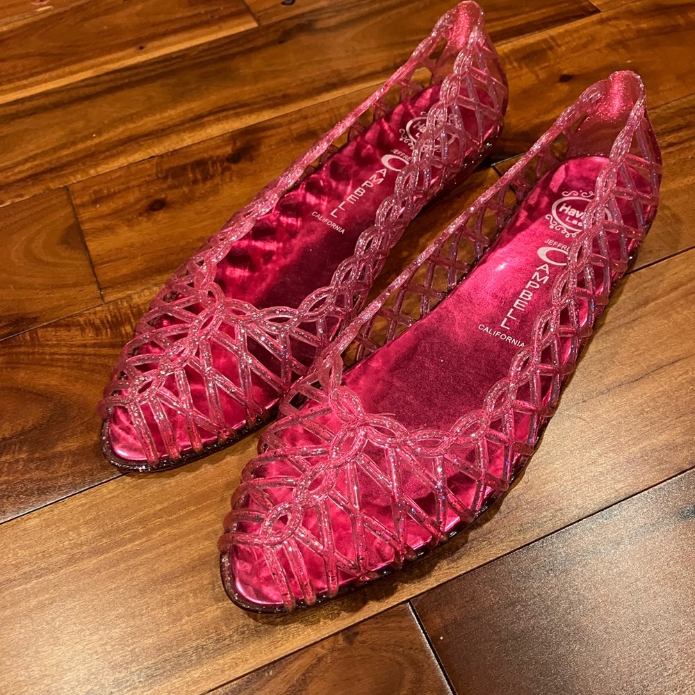 Jeffrey Campbell pink jelly flats